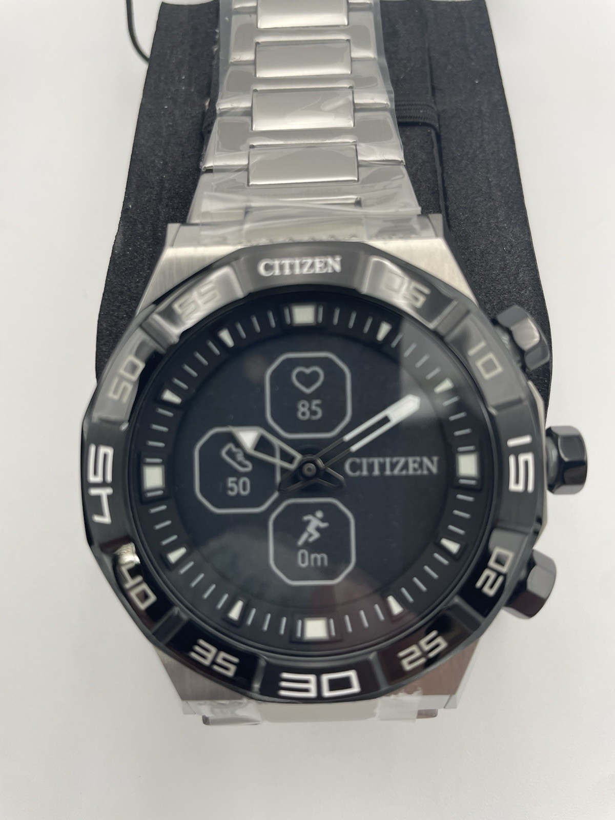 CITIZEN CZ SMART WATCH MEN G2 SMART HYBRID WATCH Black and White, Silver Band