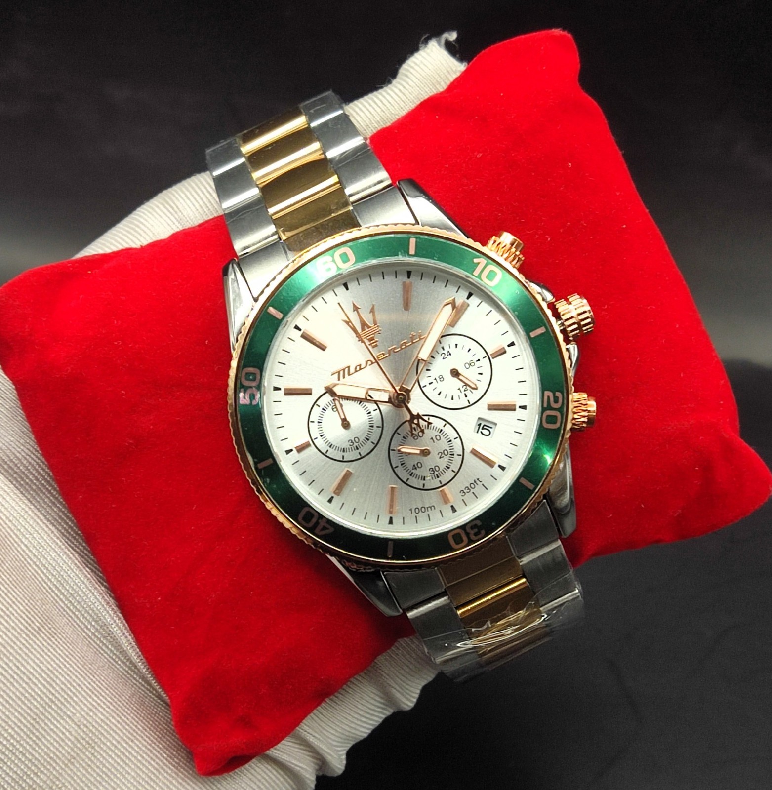 #Refurbished Maserati Chronograph Date Indicator Silver Dial Men’s Wrist Watch