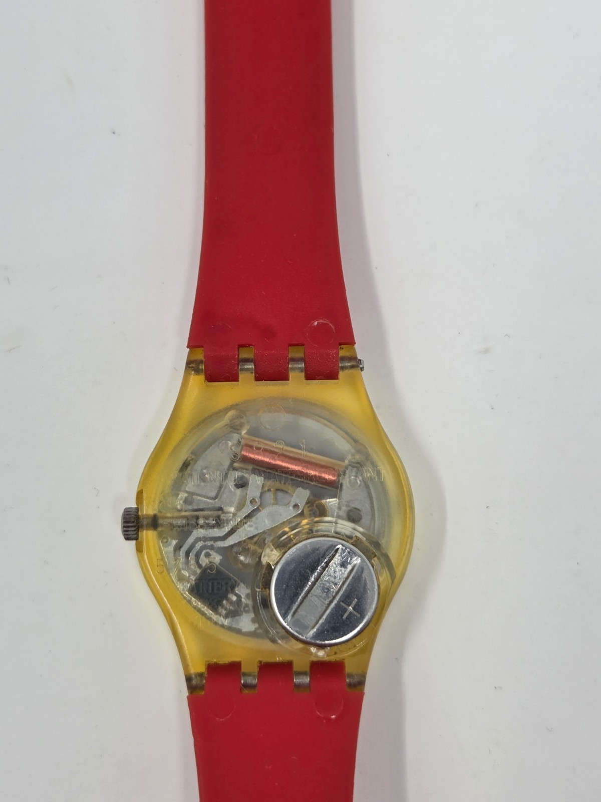 Vintage Swatch Watch Lady Frontloop LK110 1988 New Battery Red Blue 25mm
