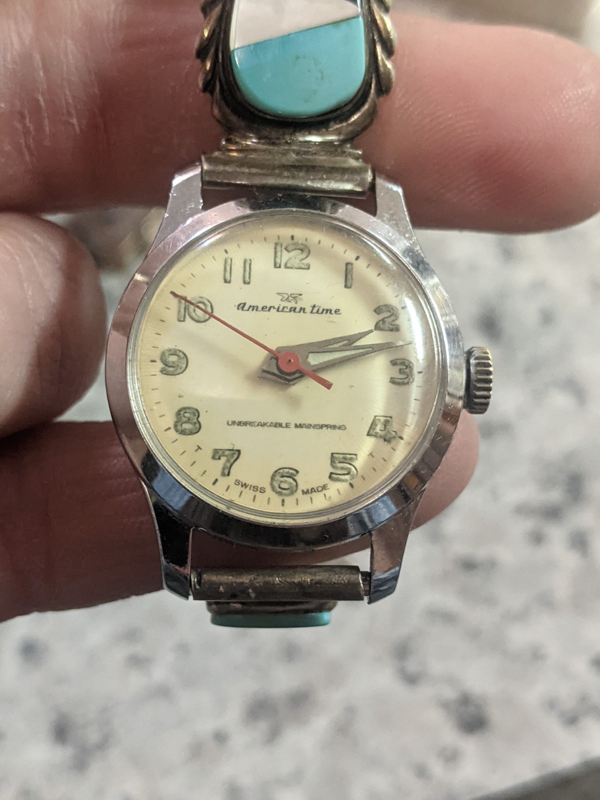 Beautifully Handcrafted Turquoise, Onyx, Coral, Mother Of Pearl Watch American T