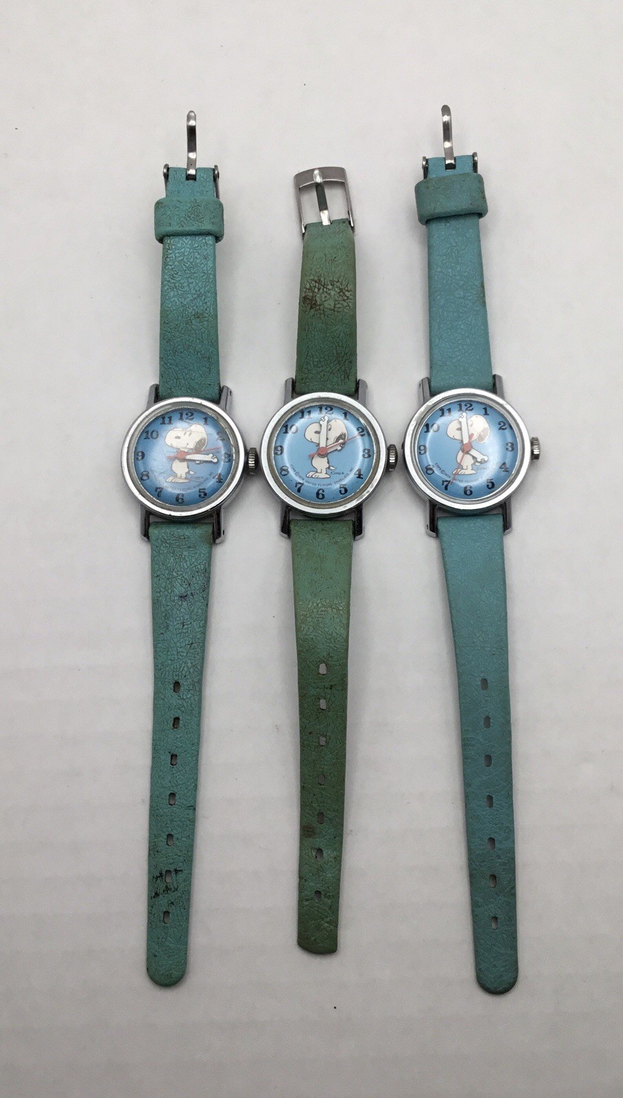 Vintage ( 3 ) Timex Snoopy Blue Watch with Original Bands— parts only
