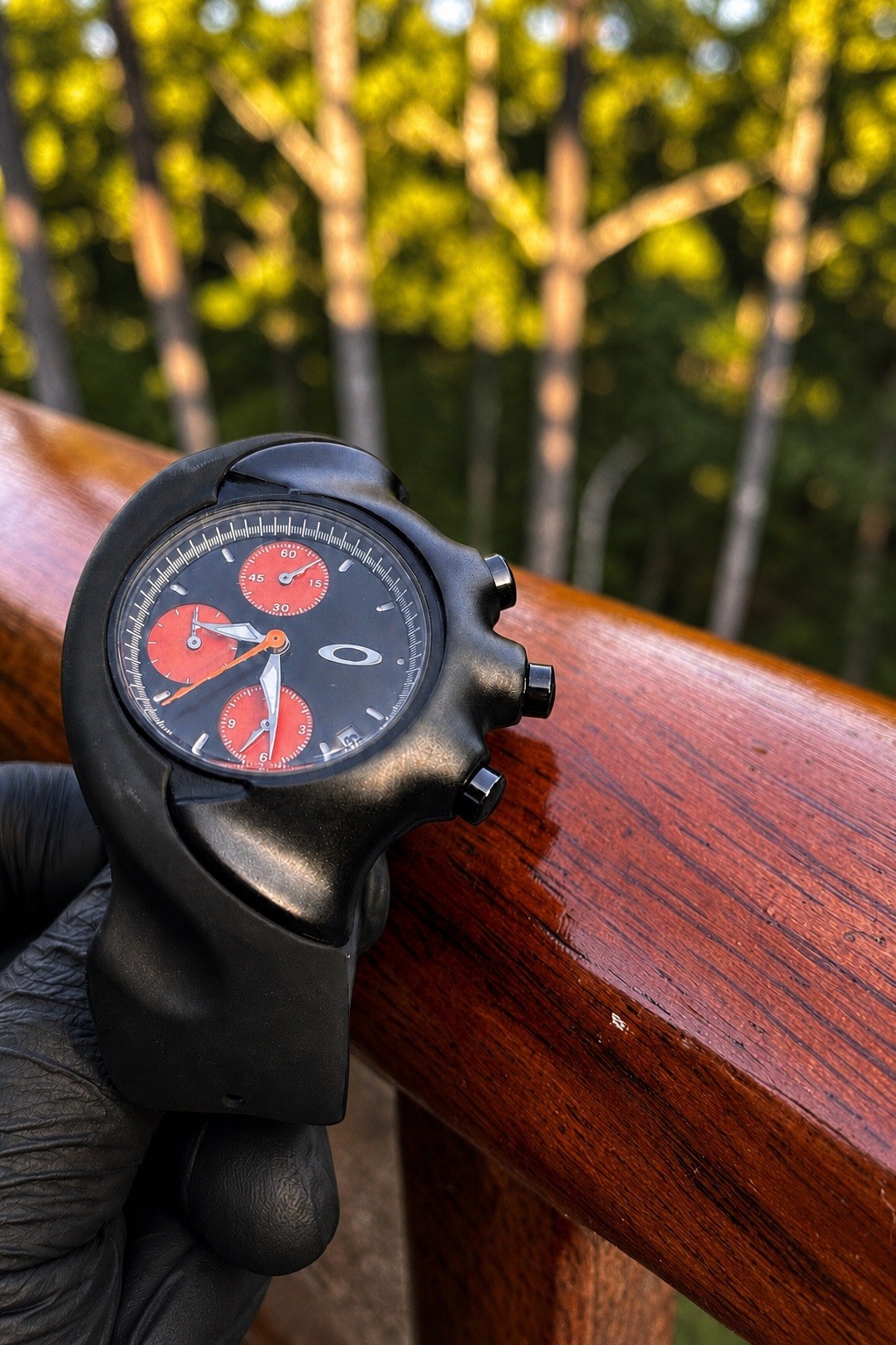 Oakley Detonator Chronograph Watch Black Orange Dial Rubber Strap Y2K 2000 Sport