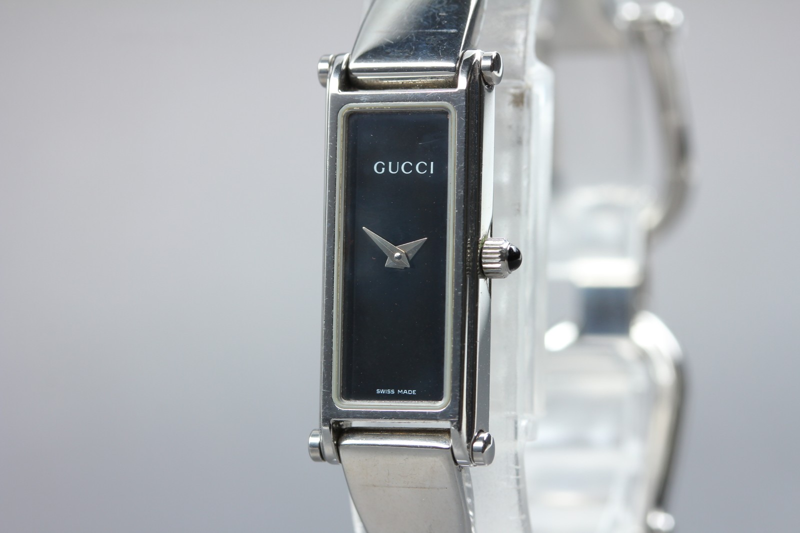 [Exc+5] GUCCI 1500L 13mm Black Dial Bangle Quartz Women’s Watch from JAPAN
