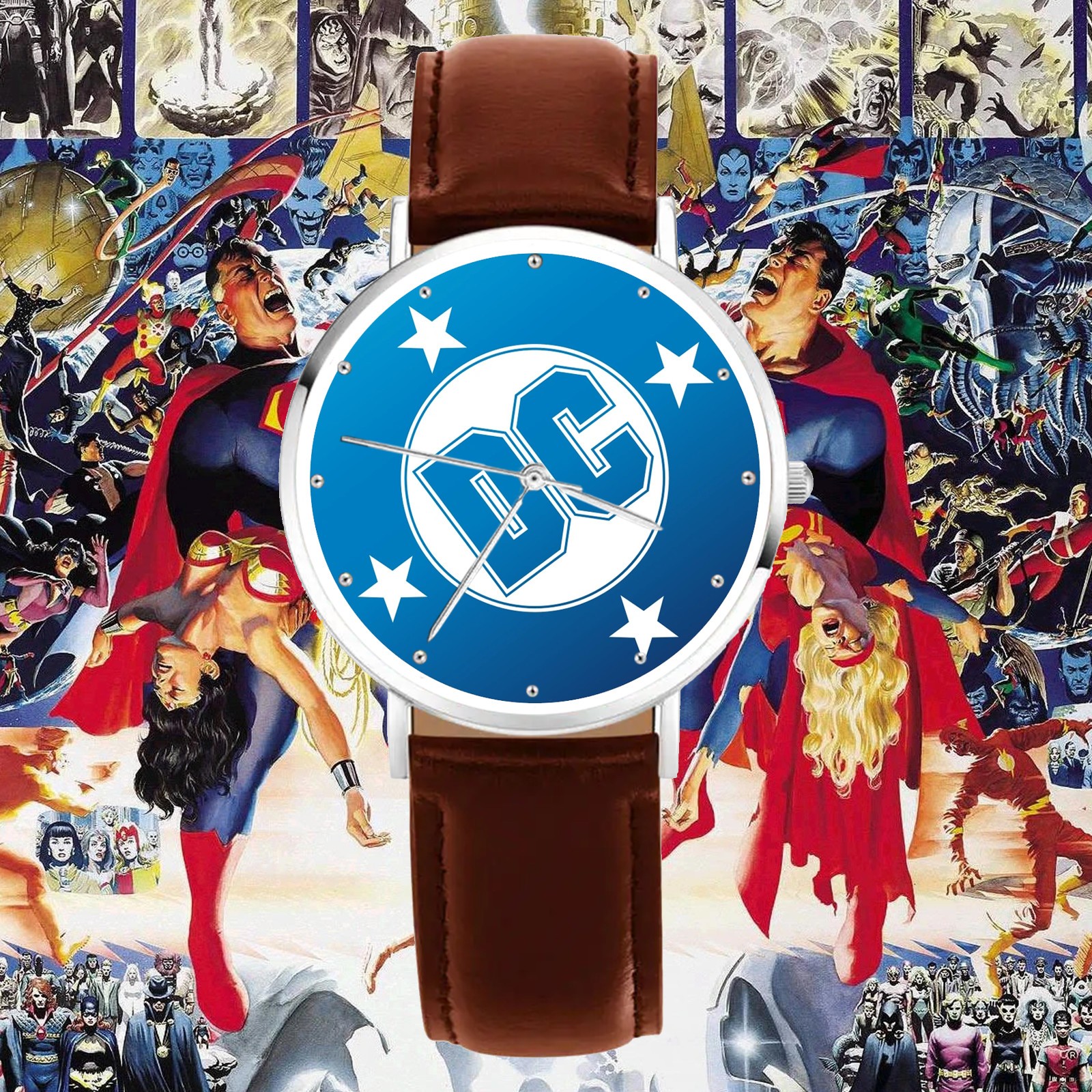DC Comics Classic Logo Engraved Wristwatch