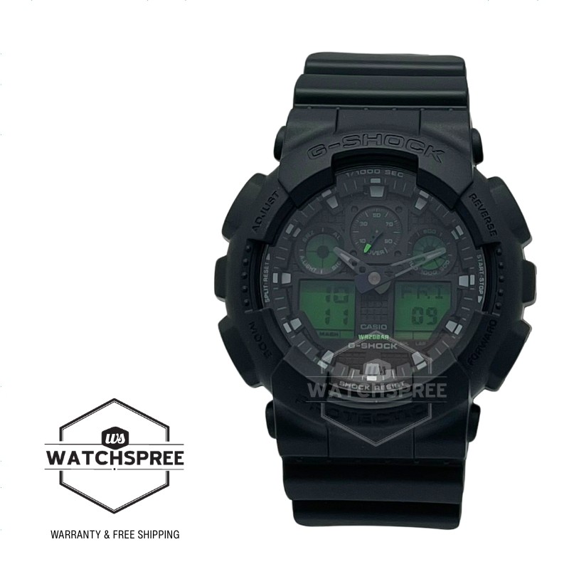 Casio G-Shock Black And Electro Green Series Black Resin Band Watch GA-100BEG-1A