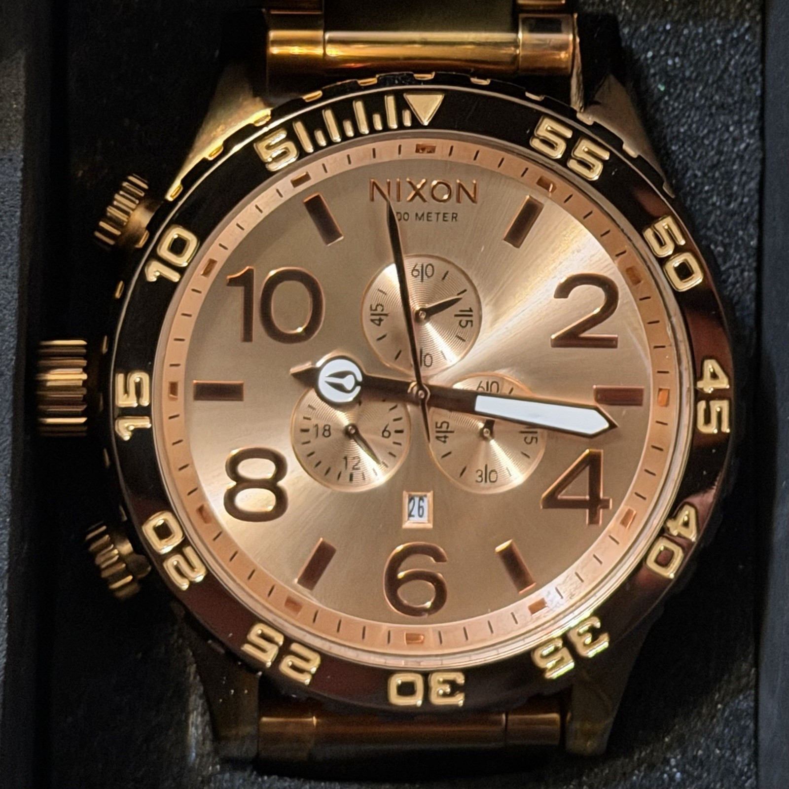 Nixon The 51-30 Tide “Simplify” Rose Gold Men’s Surf Analog Watch *RUNS* w/Box