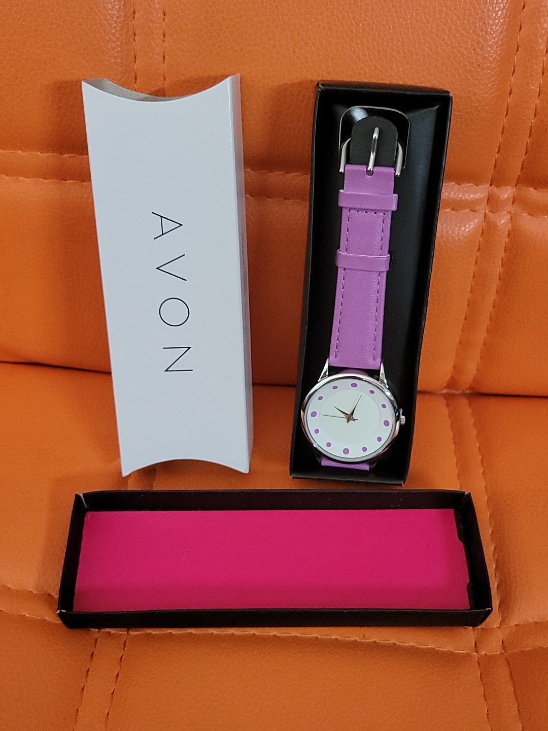 Rare 2017 AVON Violet Purple Happy Times Strap Watch ~ Brand New in Box NIB