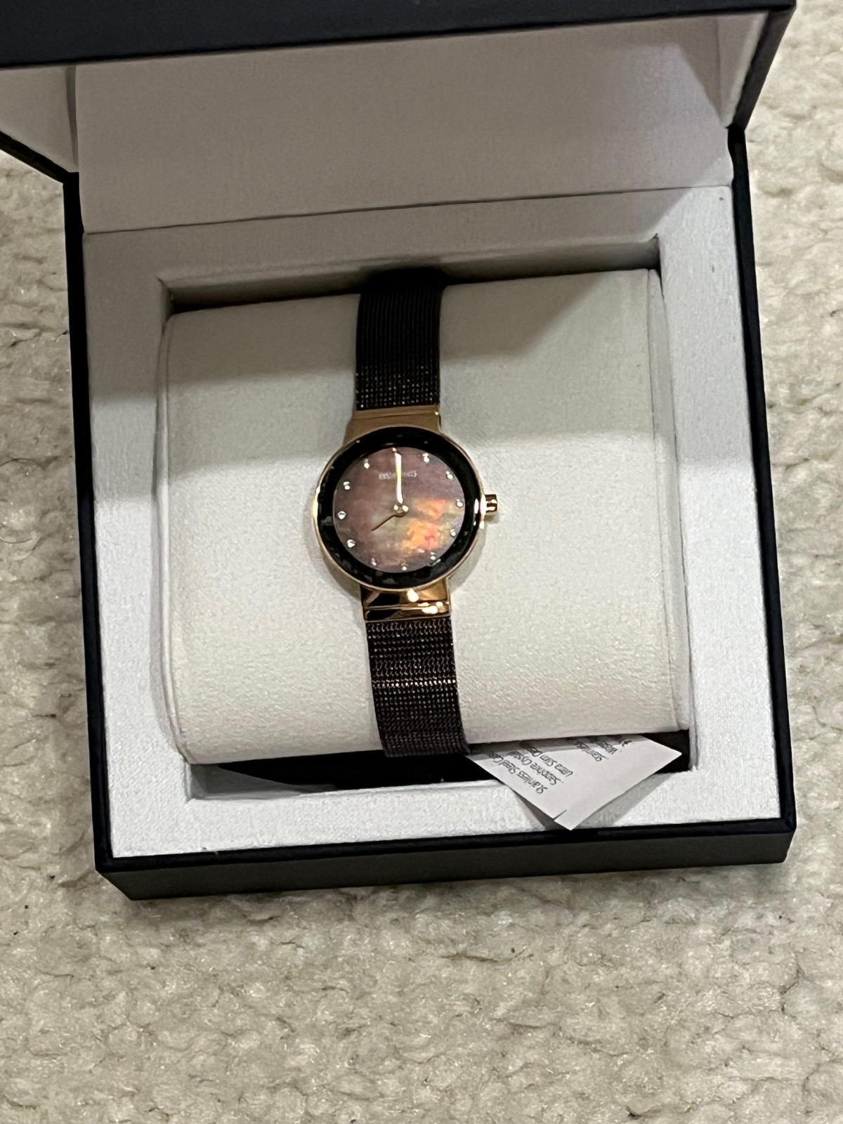 Bering Women’s Classic Stainless Steel Brown Milanese Mesh Watch 24mm 10124-265
