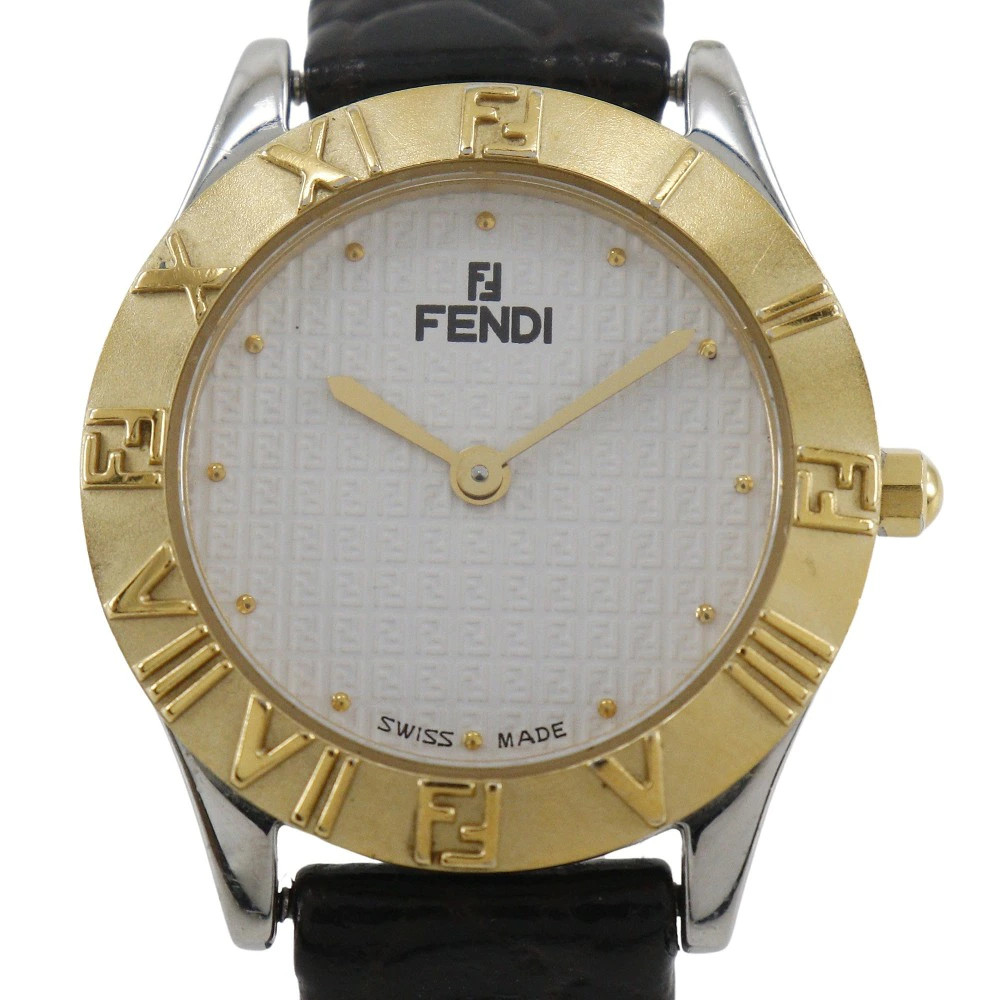 Fendi 2000L Gold Plated Stainless Steel Quartz Analog White Dial Women’s Used