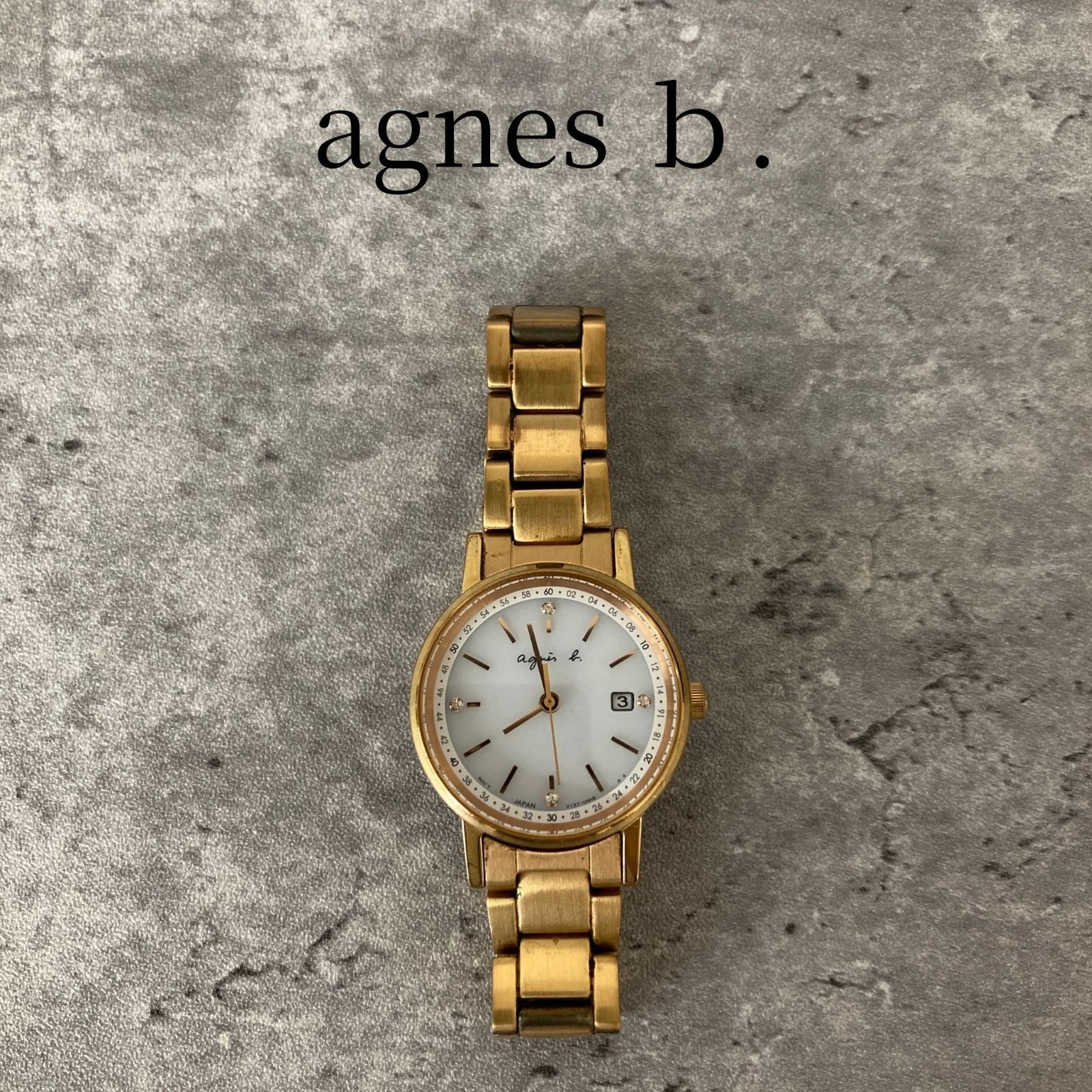 agnes b. Women s Watch Gold Date with Box Tag Instruction Manual Brand Watch Gif