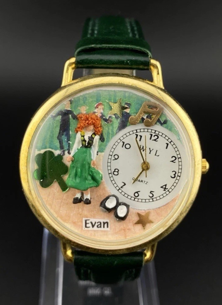 Vintage Whimsical 3D Musical Irish St. Patrick Dancing Doll Woman’s Watch