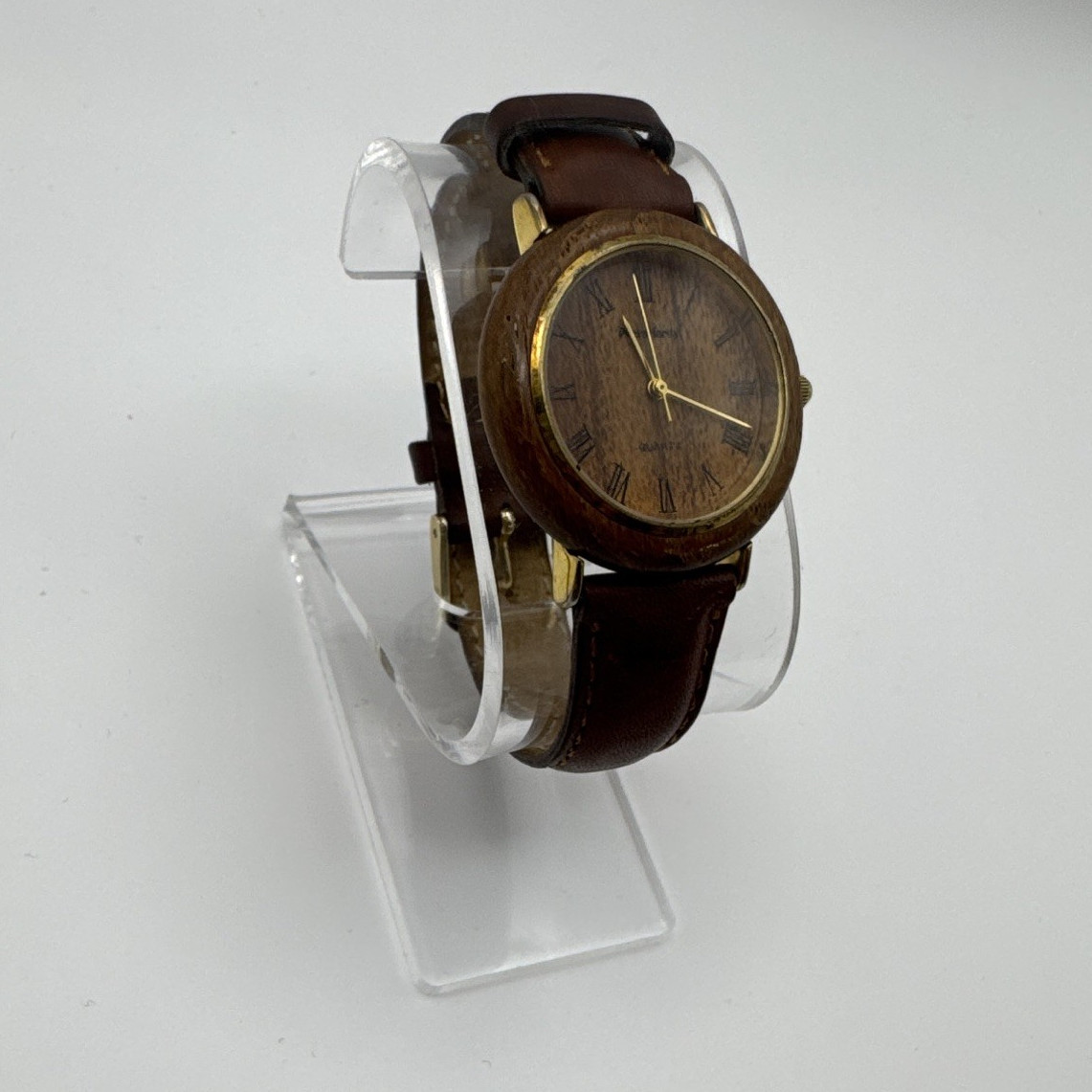 PeersHardy 37mm Brown Woodgrain Dial Roman Numerals Quartz Watch Brown Leather