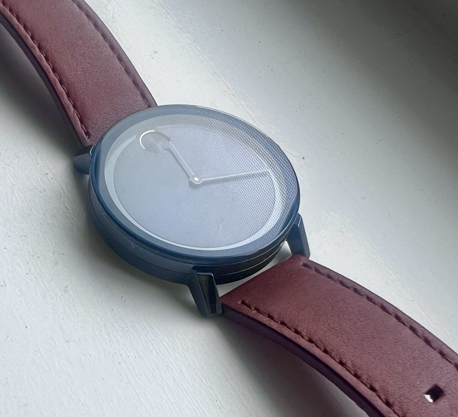 Movado Bold Thin Quartz Blue Dial Brown Leather Strap Men’s Watch 3600830