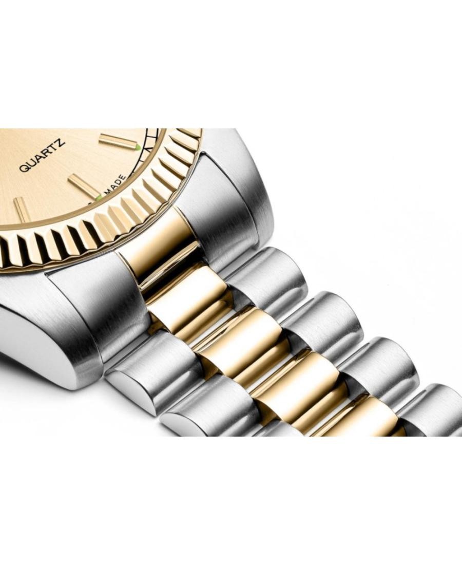 ADRIATICA Men Quartz Casual Watch Classic Dress Gold color Dial Waterproof Swiss