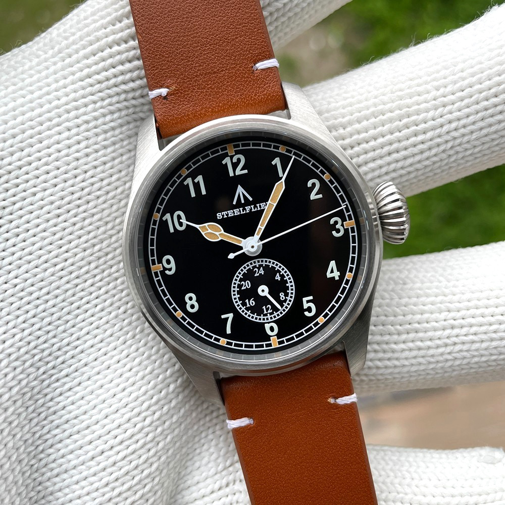 39MM STEELFLIER Pilot Quartz Men’s Watch Sapphire 200M Waterproof Leather NEW