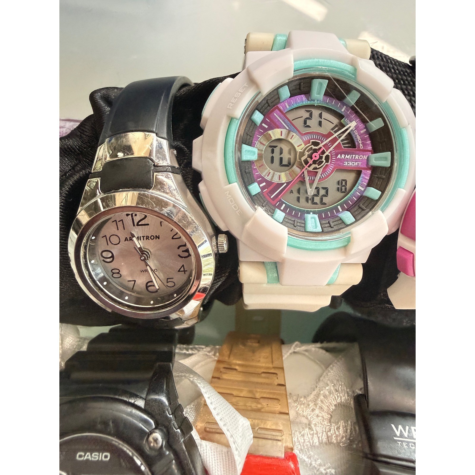 8 Working Watch Lot Casio Armitron Digital Sport Casual Wristwatches
