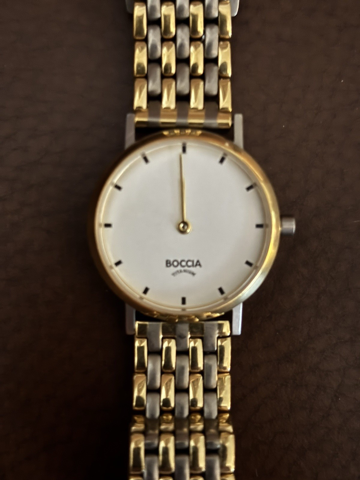 BOCCIA Titanium Women’s Two-Tone Titanium Quartz Dress Watch, White Dial