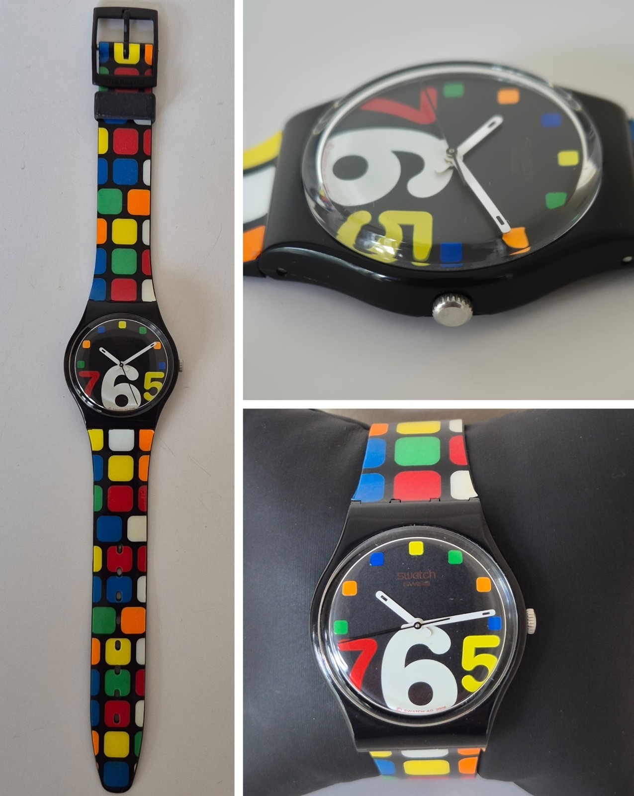 Swatch 33mm Cube Explosion GB231 Quartz Strap Watch 2006