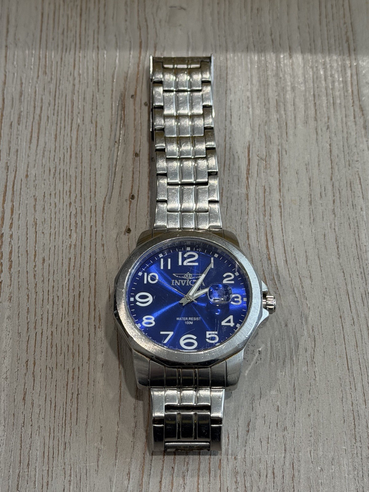 Invicta Silver & Blue Watch Model 6607 With The Box