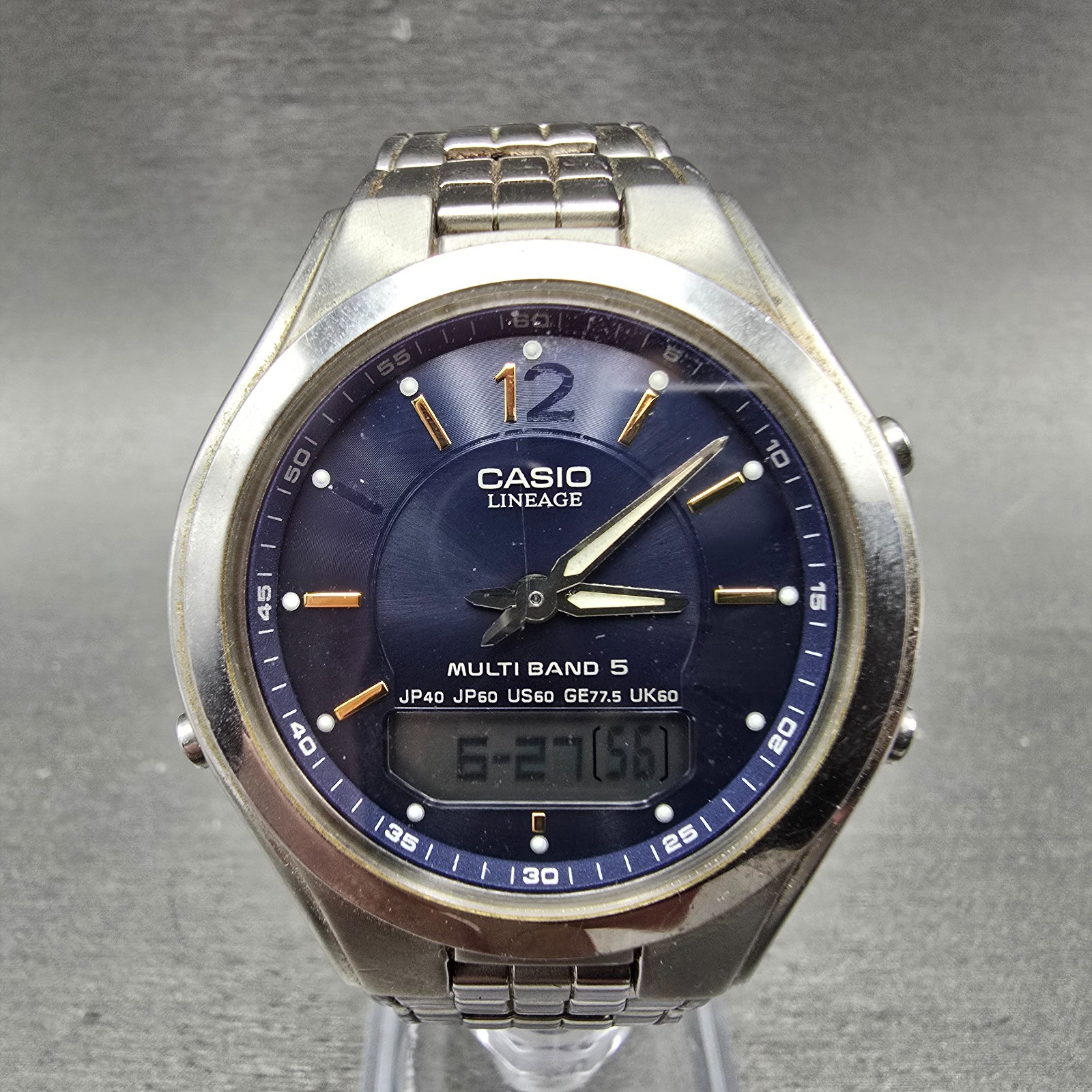 Casio Lineage LCW-M200 Watch Men 38mm Blue Dial Steel Analog Digital Solar Runs
