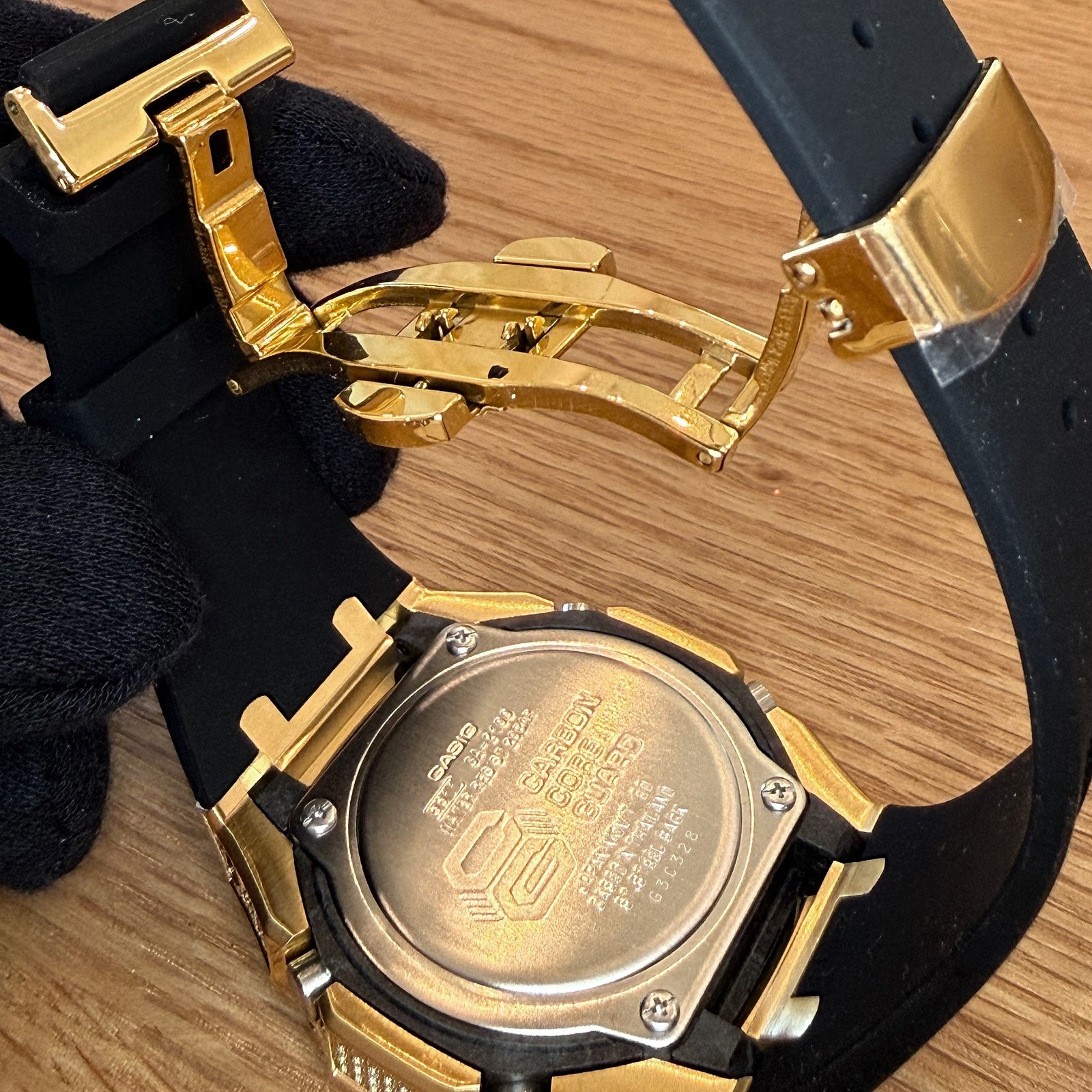 Modded Authentic Casio G Shock GA2100 Gold Iced Out Watch Rubber Strap