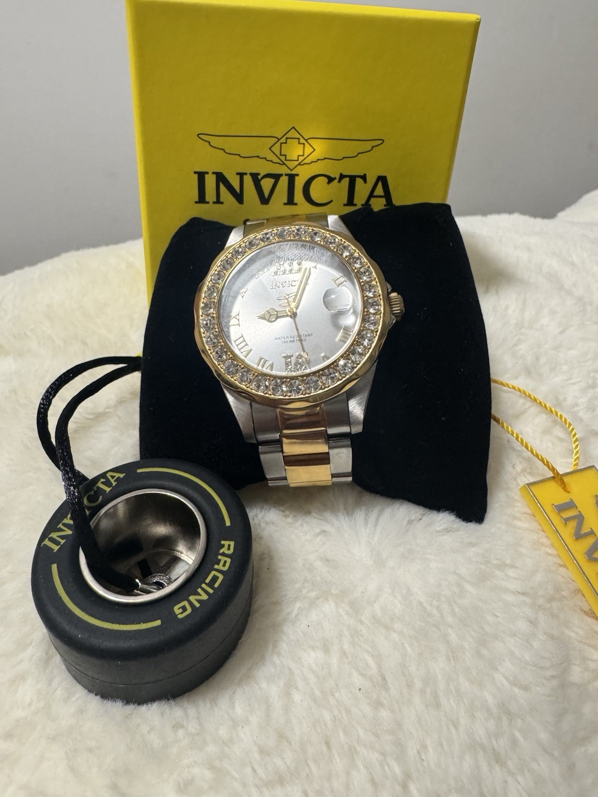 Invicta Angel Women’s Quartz Two-Tone Roman Silver Dial Date Watch w/ Box