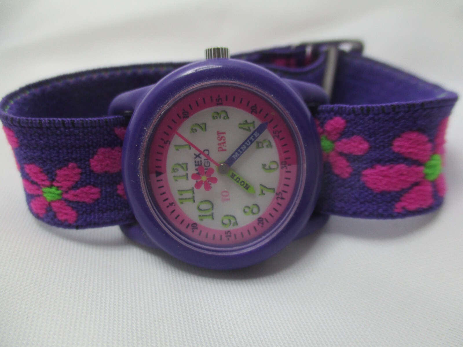 Timex Indiglo Watch Pink, Green, & Purple Floral Band Water Resistant