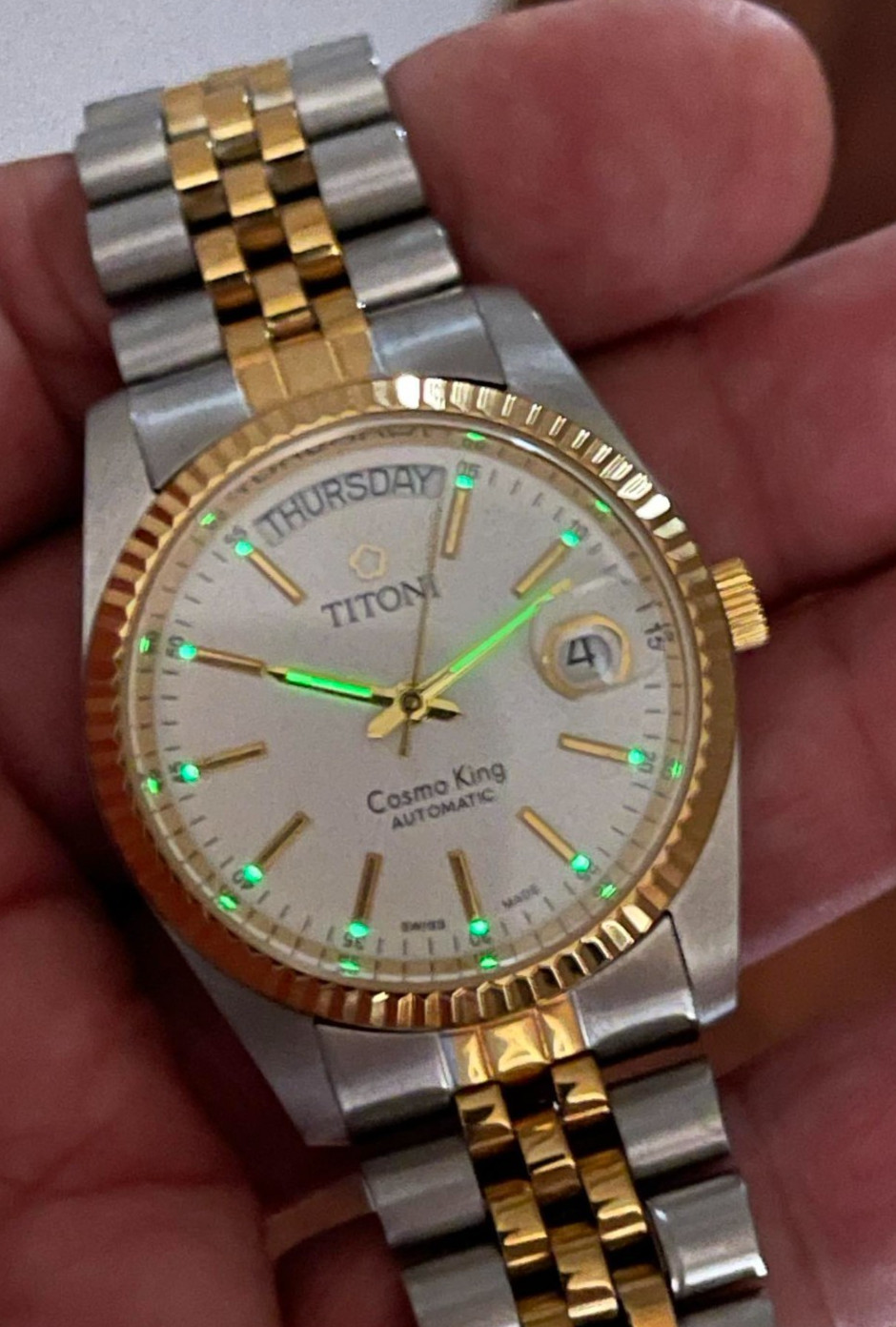 Titoni Cosmo King Automatic 2834 Swiss Made 36mm President Watch