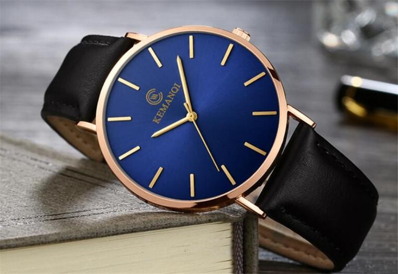 Ultra-thin Dial With Leather Band Numberless Quartz Wristwatches For Men