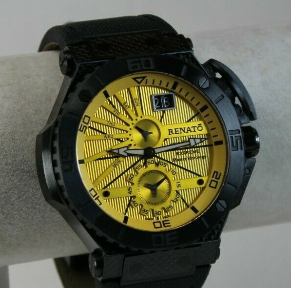 Men’s Renato Swiss Made Wilde Beast II Extreme Watch, Ronda 7004, Yellow Dial