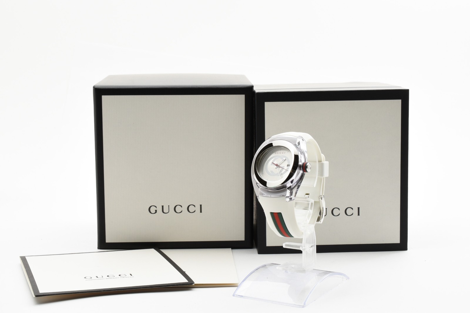 [MINT w/Box] Gucci 137.3 Sync White 35mm Unisex Sherry Line Quartz Watch JAPAN