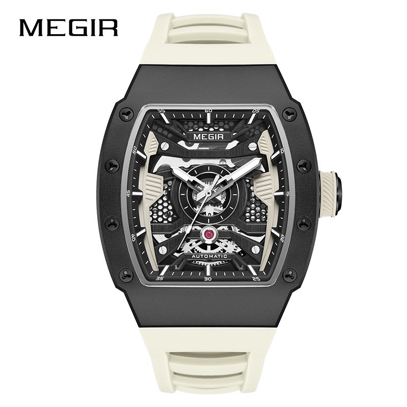MEGIR Men’s Automatic Watch – Stainless Steel, Silicone Strap, Waterproof,