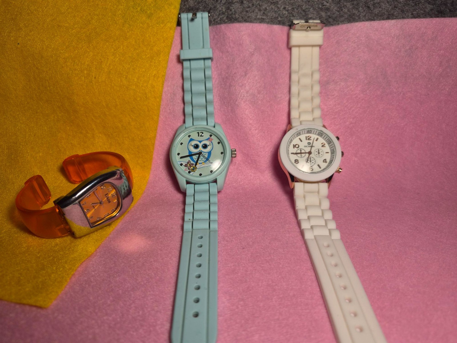 Lot of 3 Women’s Quartz Watches – Eikon, Octavia, Cartoon Face – New Batteries –