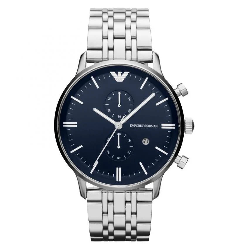 Emporio Armani AR1648 Mens Silver Chronograph Watch