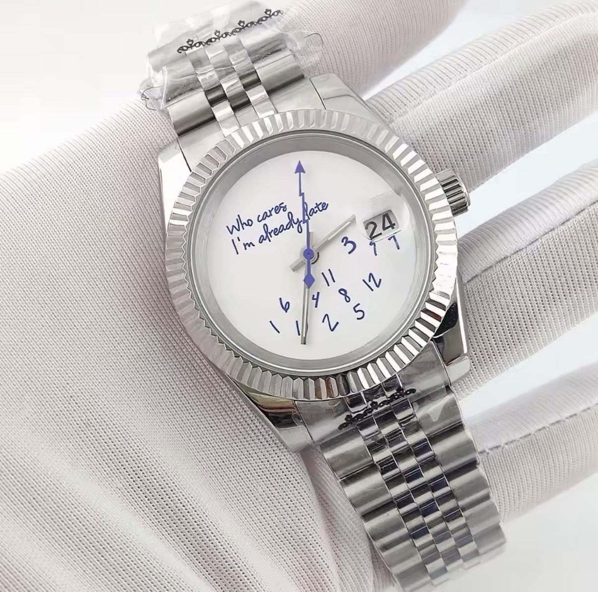 “Who Cares I’m already Late” dial 36MM NH35 Mod Men’s Watch