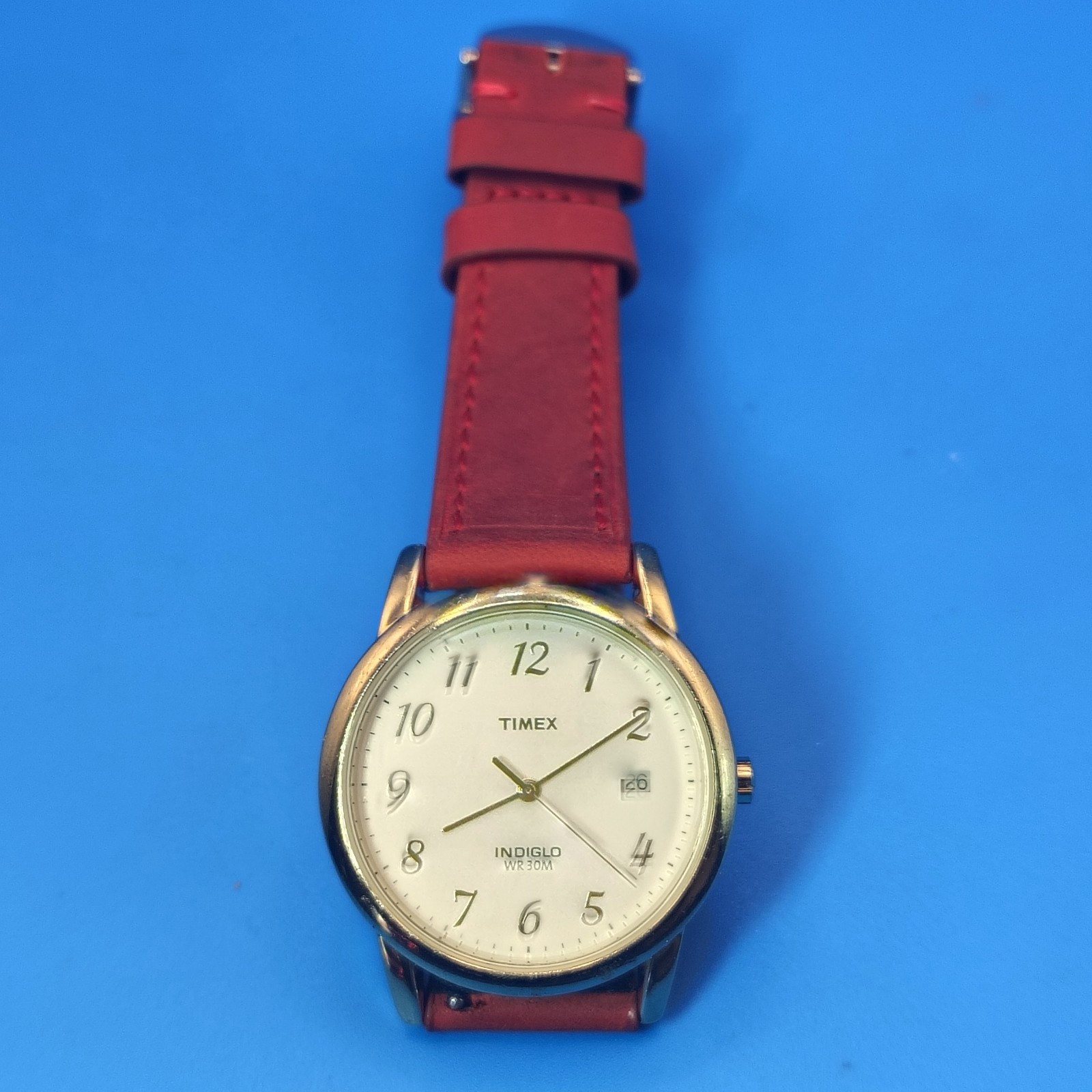 Vintage 2007 Timex Date 35mm Men’s Quartz Watch Leather Strap Deployment Clasp