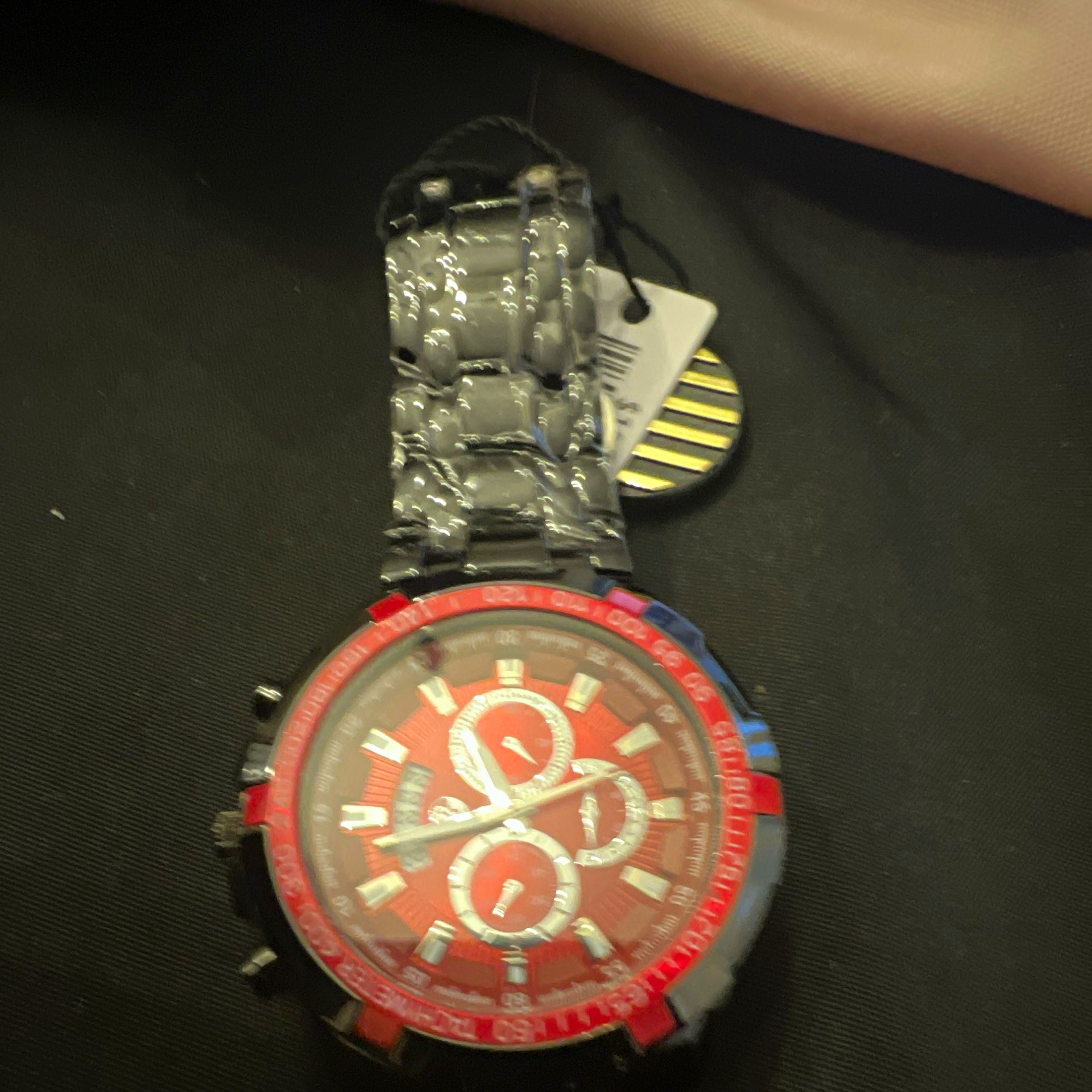 AJ Sports-Master Men’s Quartz Chronograph Water-Resistant Red Dial Watch
