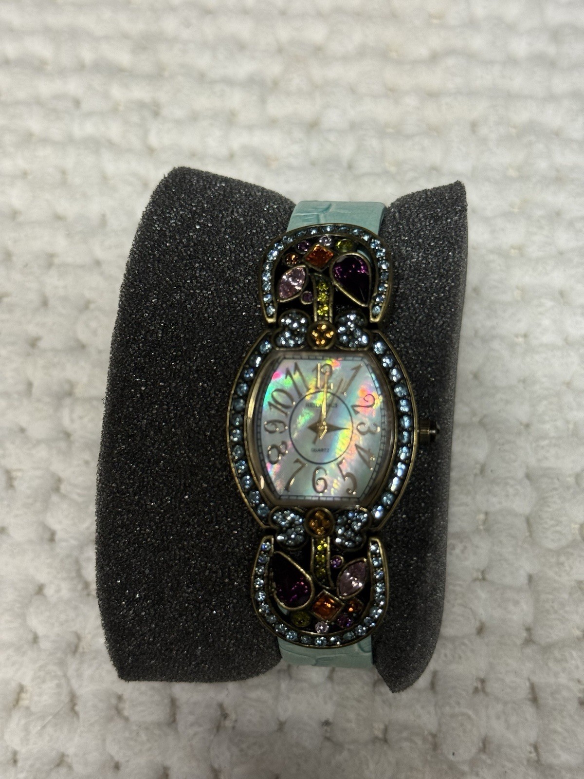 Heidi Daus Blue Crystal Designer Watch Quartz Multicolor Rhinestones NO BATTERY