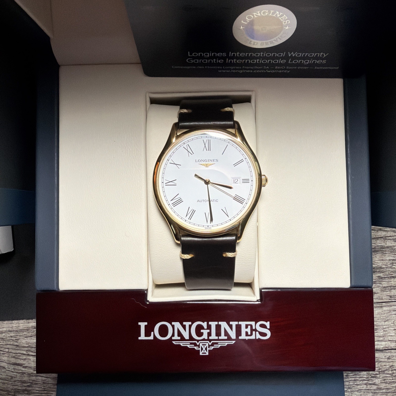 Longines Lyre Automatic Yellow Gold Mens Watch L4.960.2.11.2 + 2 Leather Straps