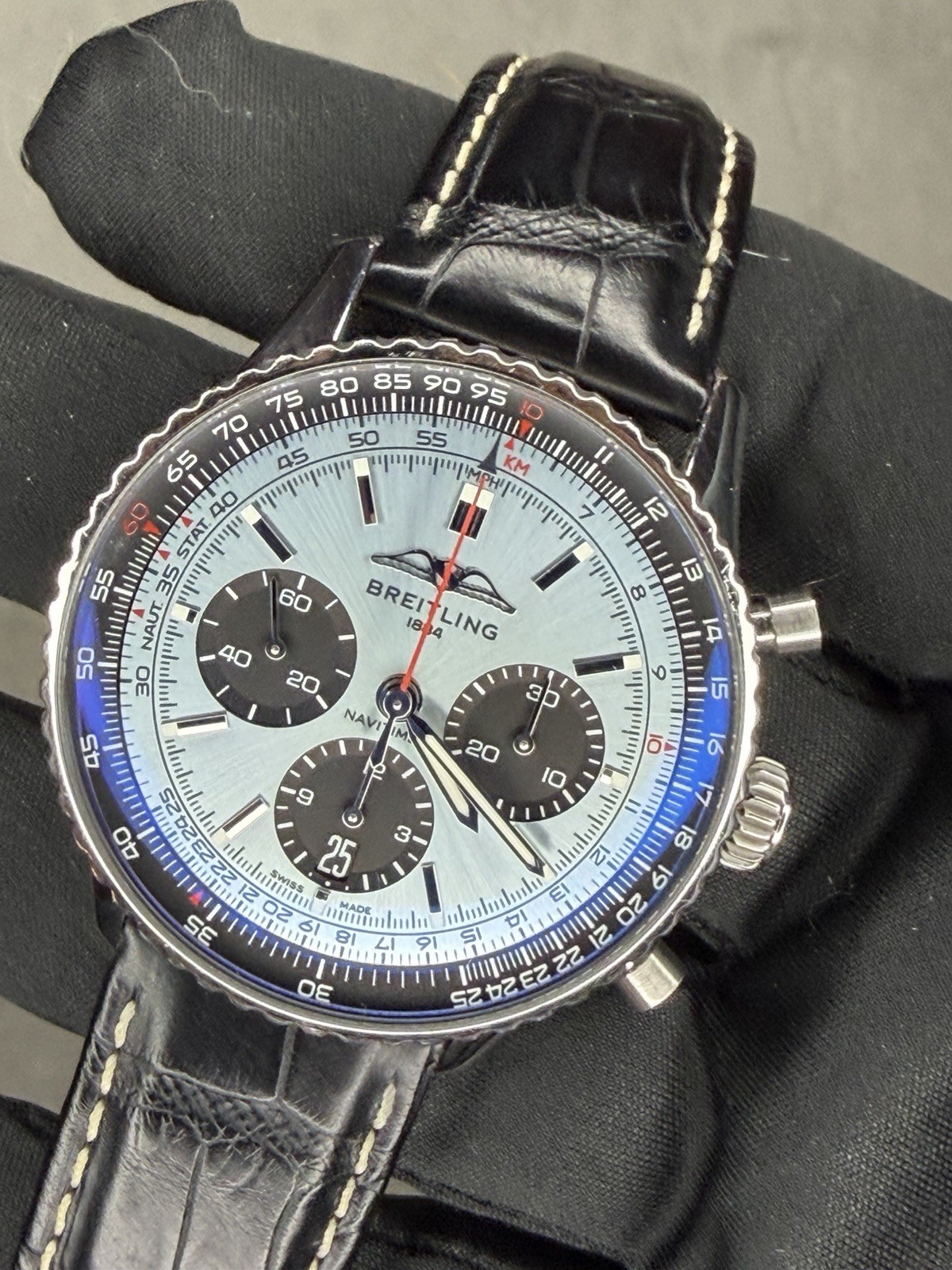 Breitling Navitimer B01 Chronograph 43mm AB0138241C1P1 Ice Blue Dial Warranty