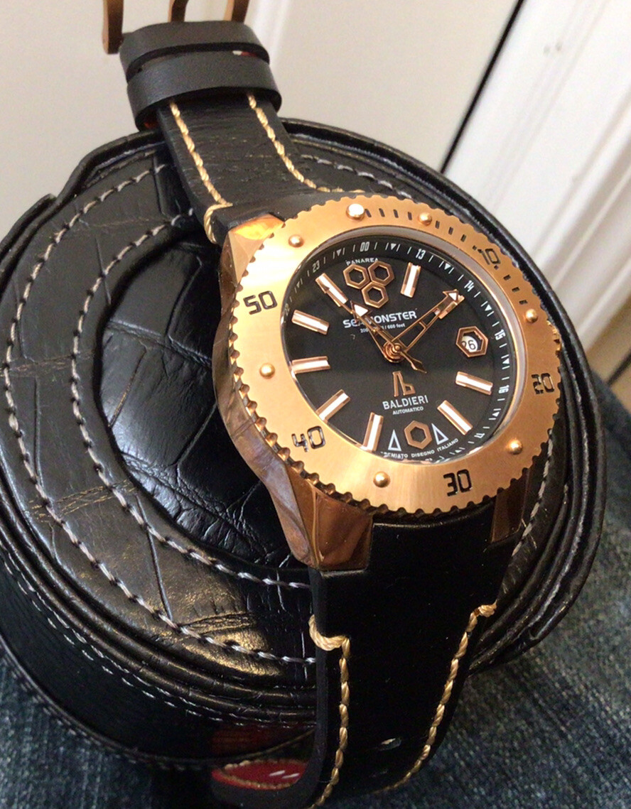 BALDIERI WATCH , LADIES, AUTOMATIC, 38MM, ROSE GOLD SEAMONSTER PANAREA, 20ATM,