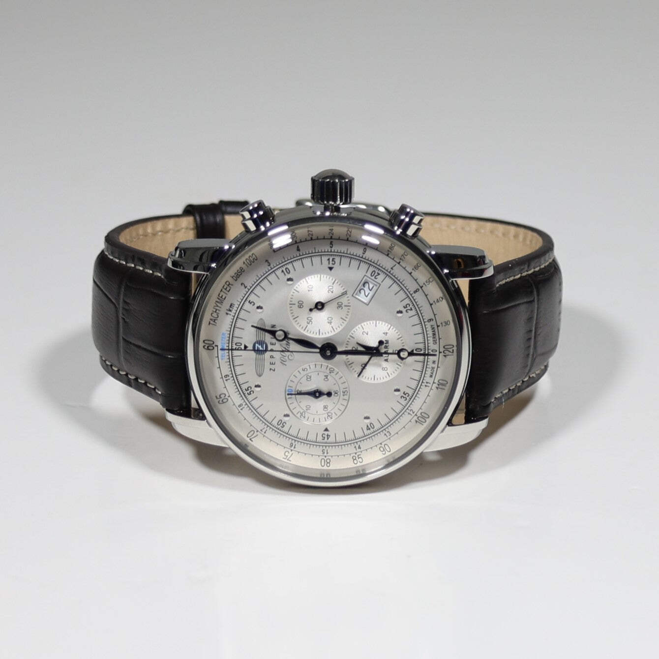 Zeppelin 100th Anniversary Men’s Chronograph Silver Dial Quartz Watch 7680-1