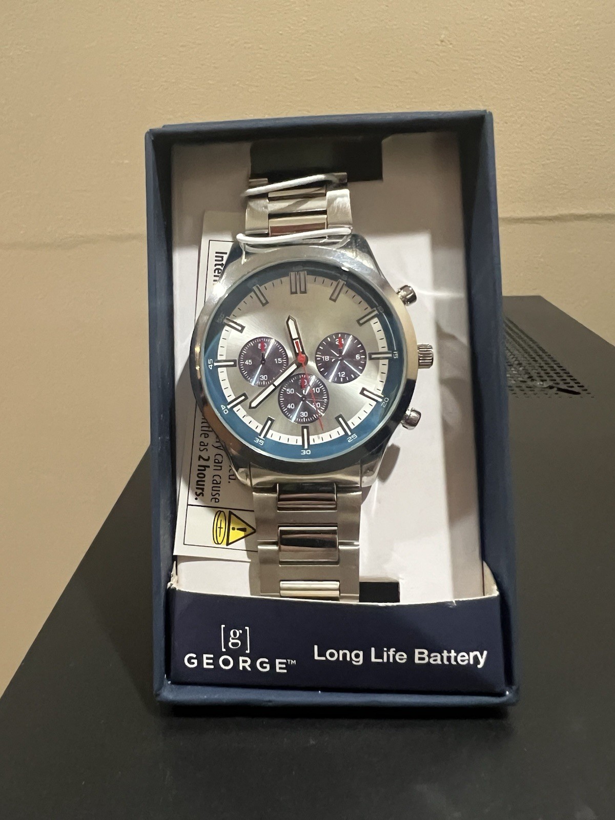 George men’s faux chronograph watch with Silver Tone Dial
