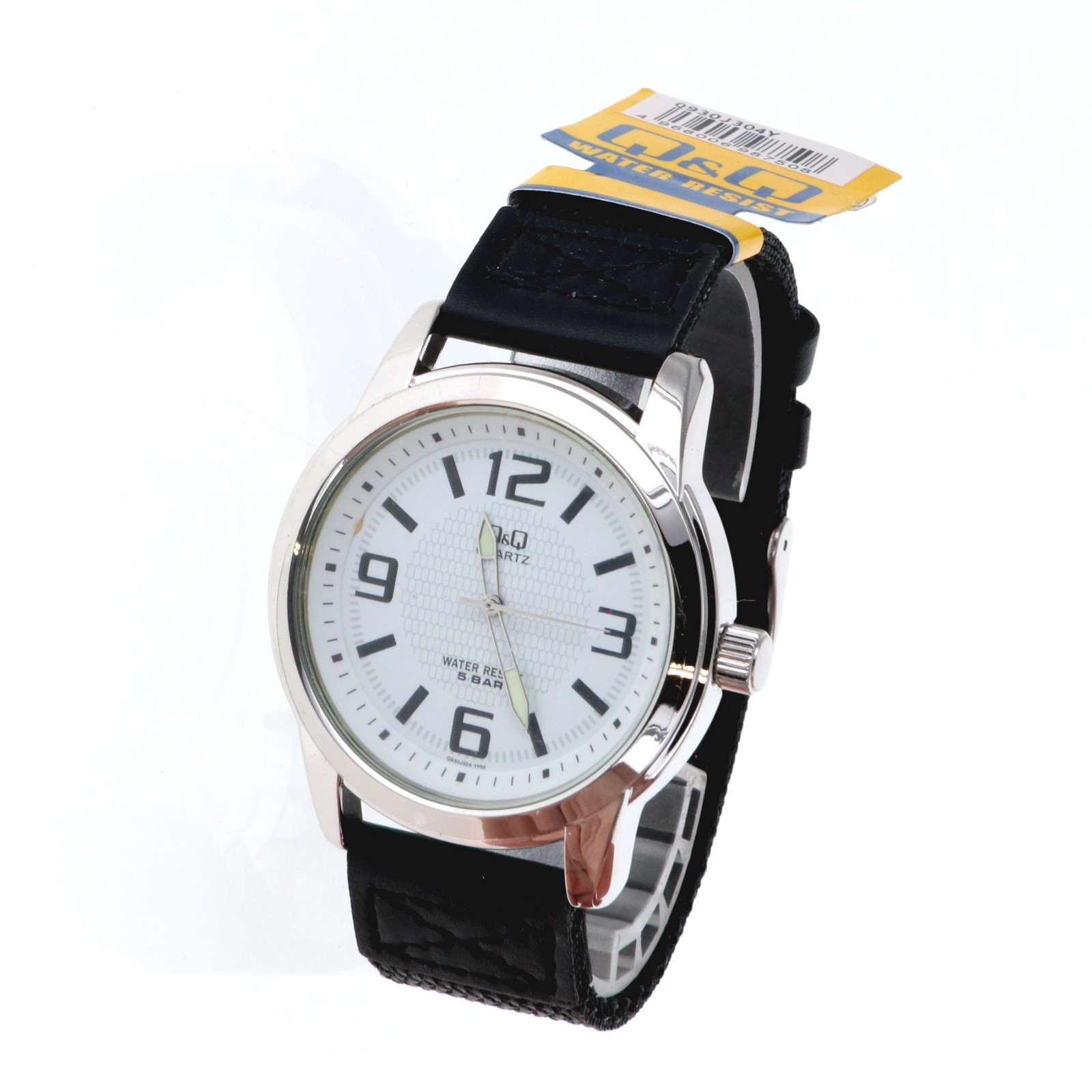 Q & Q Silver Finish White Dial Black Nylon Band