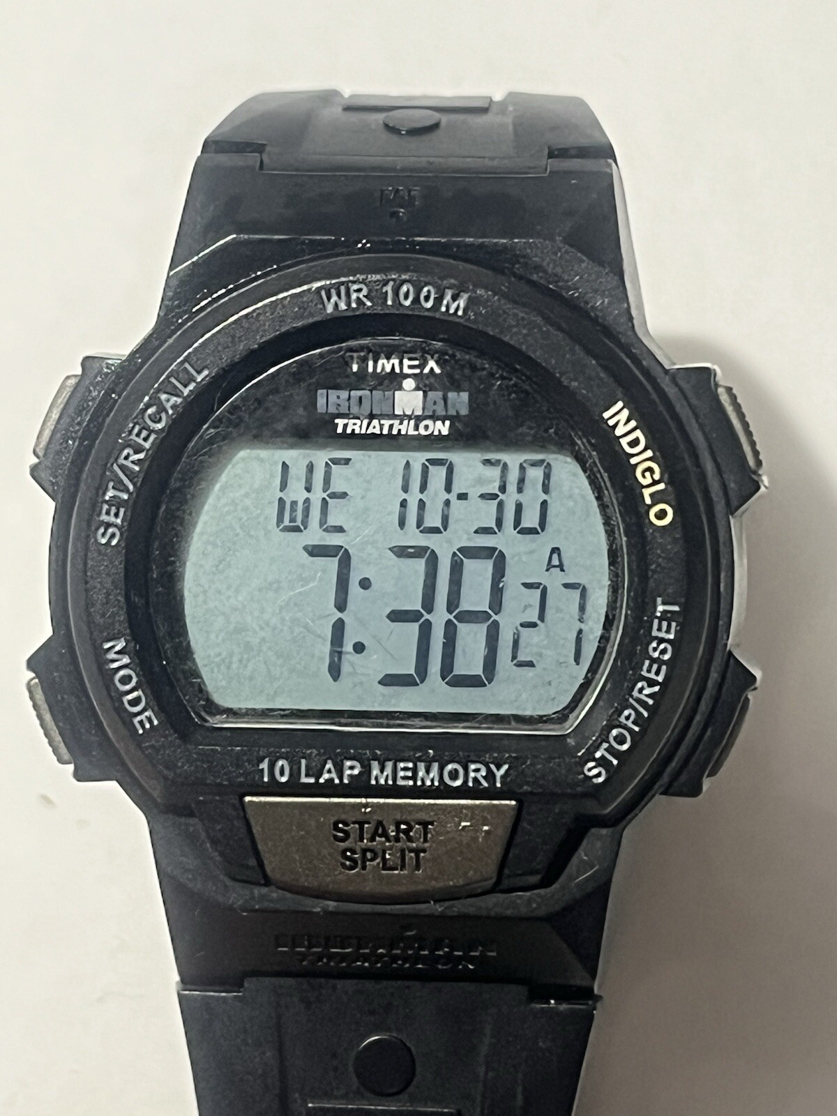 Timex 854 Black Plastic Resin Digital Quartz Men’s Watch Unisex Timer Indiglo