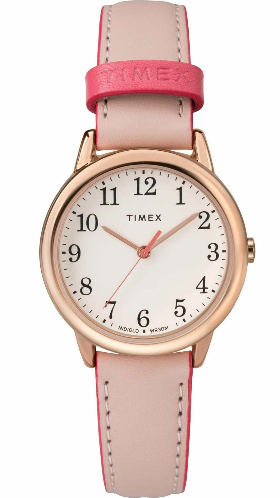 Timex TW2R62800, Women’s Easy Reader, Pink Leather Watch, Indiglo, NEW