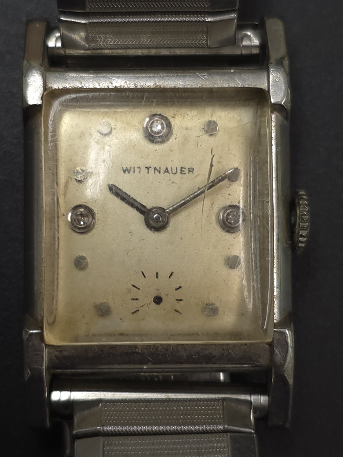 Wittnauer Manual Wind Rectangular Dress Watch Gold Filled 17J Speidel Band