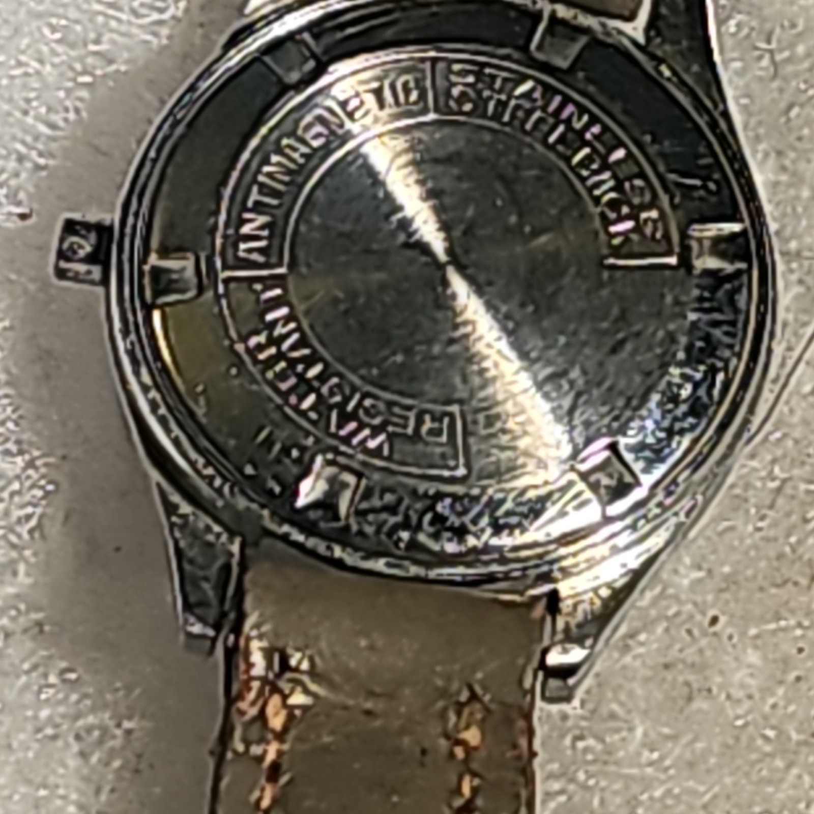 Webster Antimagnetic Manual Wind Analog Wristwatch Silver Case Brown Leather