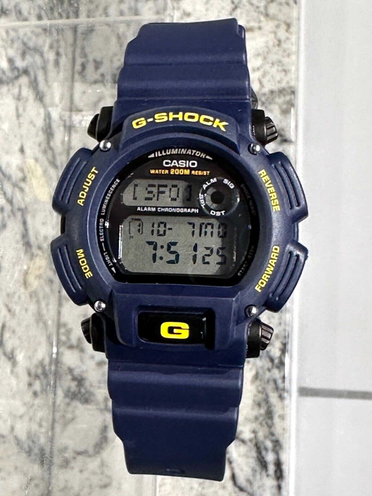 CASIO G-SHOCK DW-9050 (2163) 20BAR Mens Digital Watch Blue Yellow W/ New Battery