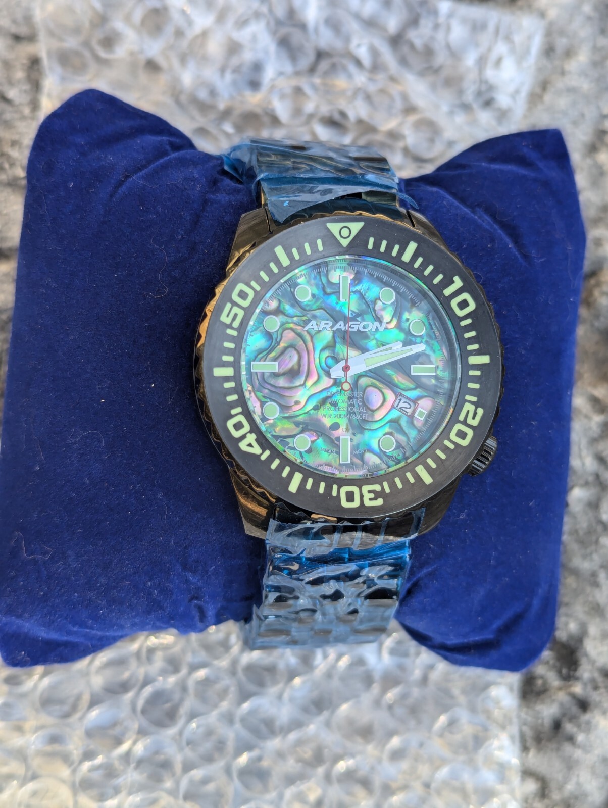 ARAGON Divemaster EVO IP Black 45mm Automatic Abalone NH35 24 Jewels